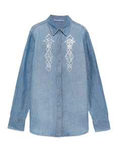 Джинсовая рубашка с вышивкой, синий Ermanno scervino