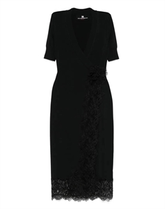 Платье-халат с кружевом, черный Ermanno scervino