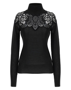 Свитер с высоким воротом и кружевными вставками, черный Ermanno scervino