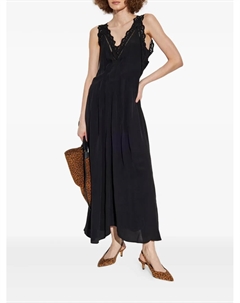 Плиссированное платье с кружевными вставками, черный Isabel marant