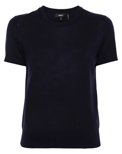 Трикотажный топ с короткими рукавами, синий Theory