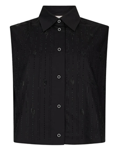 Хлопковый топ, украшенный стразами, черный Liu jo