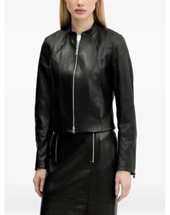 Кожаная куртка на молнии, черный Hugo