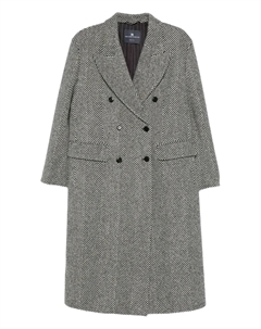 Двубортное пальто с узором в елочку, черный Ermanno scervino