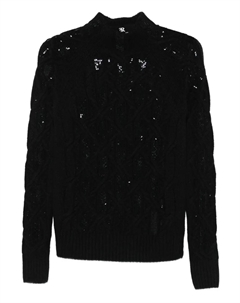 Джемпер фактурной вязки с пайетками, черный Ermanno scervino