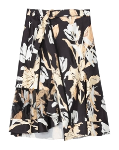 Юбка с оборками и цветочным принтом, черный 3.1 phillip lim
