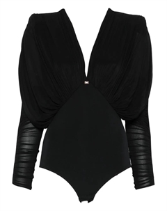 Боди со складками на плечах, черный Elisabetta franchi