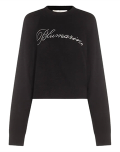 Шерстяной свитер, украшенный кристаллами, черный Blumarine