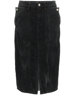 Джинсовая панельная юбка по колено с завышенной талией, черный Givenchy