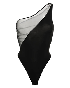 Боди на одно плечо с сетчатой вставкой, черный Maison close