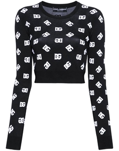 Жаккардовый свитер с логотипом DG, черный Dolce&gabbana