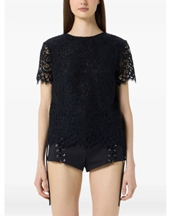Футболка с короткими рукавами и кружевной отделкой, черный Blumarine
