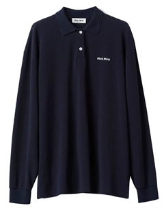 Рубашка поло с вышитым логотипом, синий Miu miu