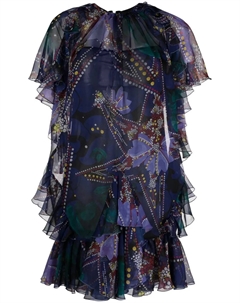 Платье мини с оборками, синий Dsquared2