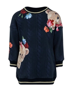 Платье фактурной вязки с цветочным принтом, синий Lapin house