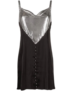 Мини-платье-комбинация с сетчатыми вставками, черный Rabanne