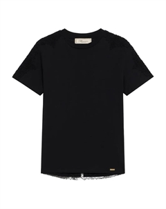 Футболка с кружевной отделкой, черный Blumarine