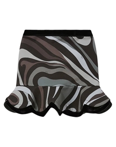 Юбка мини с баской и принтом Marmo, черный Pucci