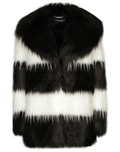 Полосатая шуба из искусственного меха, черный Dolce&gabbana