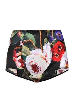Шелковые трусы-брифы с цветочным принтом, черный Dolce&gabbana