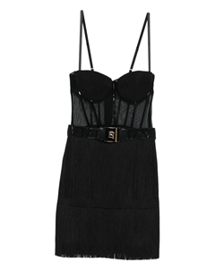 Платье Tulle с бахромой, черный Elisabetta franchi