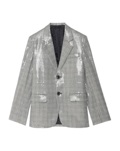 Клетчатый пиджак, украшенный пайетками, черный Zadig&voltaire