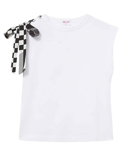 Футболка с лентой в клетку, белый Pucci