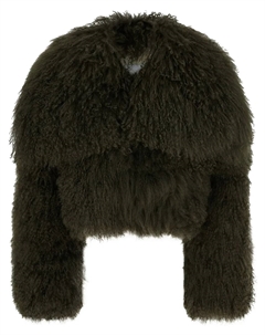 Укороченная шуба из овчины, зеленый The attico
