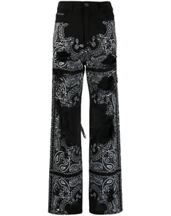 Джинсы с принтом пейсли и прорезями, черный Philipp plein