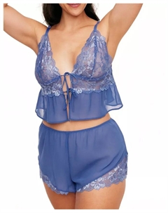 Женский комплект нижнего белья Tammy: топ-камизоль и шорты больших размеров, синий Adore me