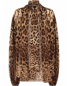 Шифоновая рубашка с леопардовым принтом, коричневый Dolce&gabbana