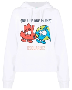 Худи с графичным принтом, белый Dsquared2