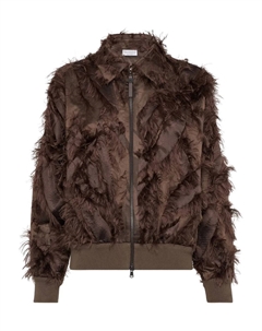 Бомбер с перьями, коричневый Brunello cucinelli