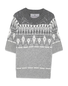 Топ с короткими рукавами и узором, серый Ermanno scervino