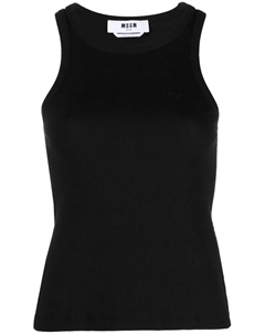 Топ в рубчик с вышитым логотипом, черный Msgm