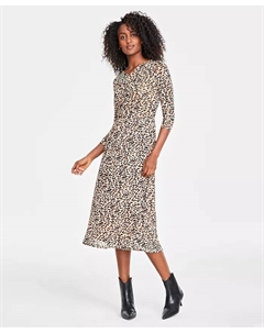 Женское платье миди с плиссировкой и сетчатыми вставками, коричневый/бежевый On 34th