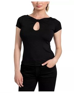 Женский топ Joey с вырезами и короткими рукавами, черный Guess