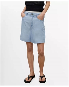 Женские прямые шорты-бермуды из лиоцелла, синий Mango