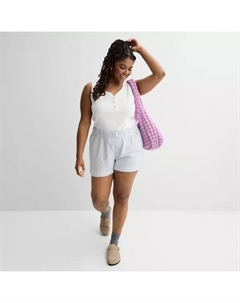 Шорты больших размеров для юниоров с высокой талией и эластичной резинкой, цвет blue white stripe So