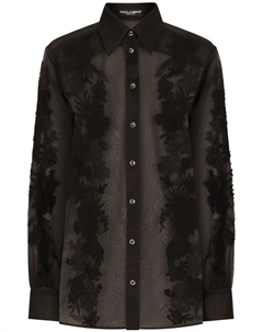 Рубашка с кружевной аппликацией, черный Dolce&gabbana