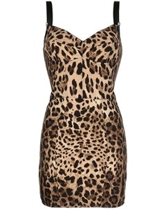 Платье мини с леопардовым принтом, черный Dolce&gabbana