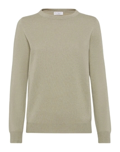 Кашемировый свитер с круглым вырезом, зеленый Brunello cucinelli