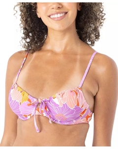 Женский топ бикини с рюшами и косточками Bell Bottom Blooms, фиолетовый Roxy