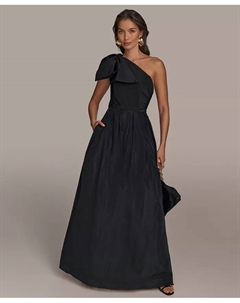 Женское платье с бантом и асимметричным вырезом, черный Donna karan new york