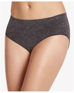 Гладкие и блестящие бесшовные утепленные трусики-хипстер Smooth and Shine Seamfree Heathered Hipster Underwear 2187, доступные в расширенной размерной сетке, черный Jockey