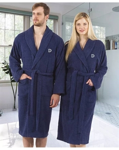 100% турецкий хлопок Персонализированный махровый халат - Navy, синий Linum home