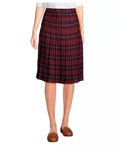 Женская плиссированная юбка в клетку ниже колена, синий Lands' end