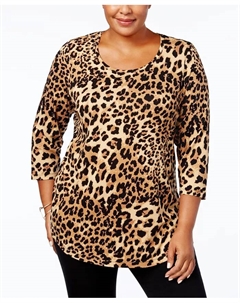 Топ с принтом больших размеров, коричневый Jm collection