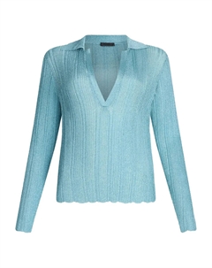 Ребристый свитер с V-образным вырезом, синий Liu jo