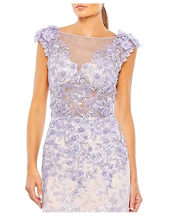 Женское платье-труба с декоративными вставками, короткими рукавами и иллюзорным вырезом, фиолетовый Mac duggal